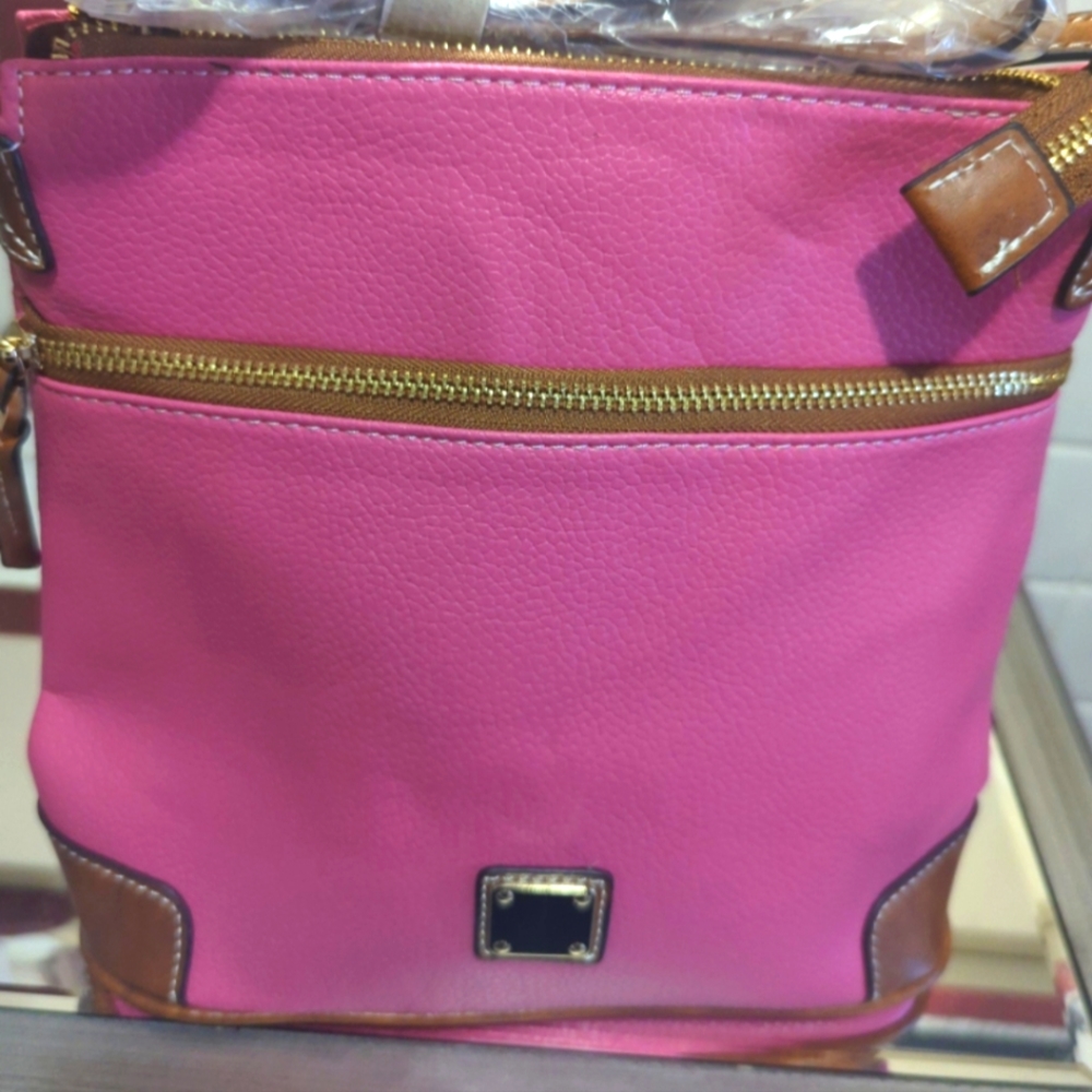 Brand new pink crossbody bag pink trimmed and brown
